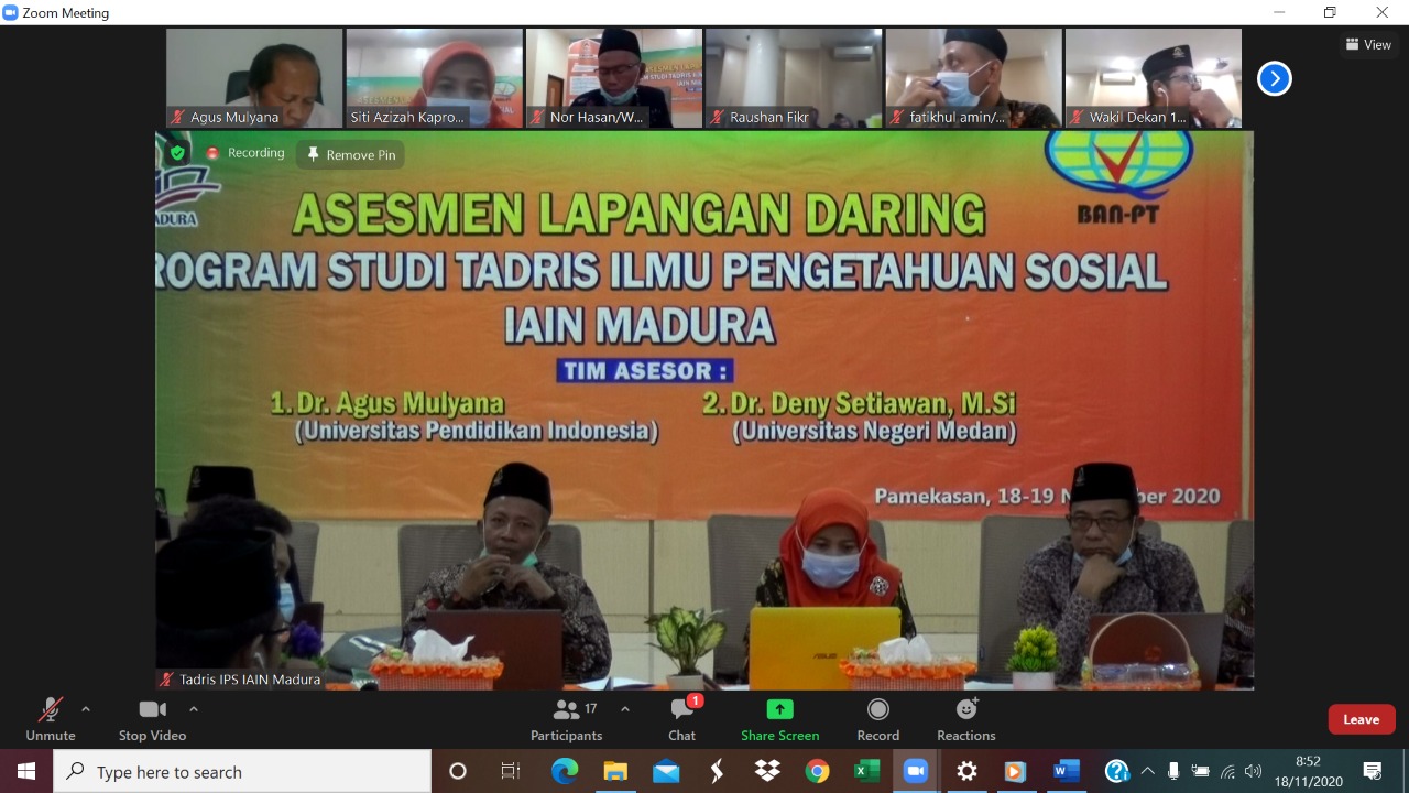 ASESMEN LAPANGAN DARING PRODI TADRIS IPS IAIN MADURA 18-19 NOVEMBER 2020