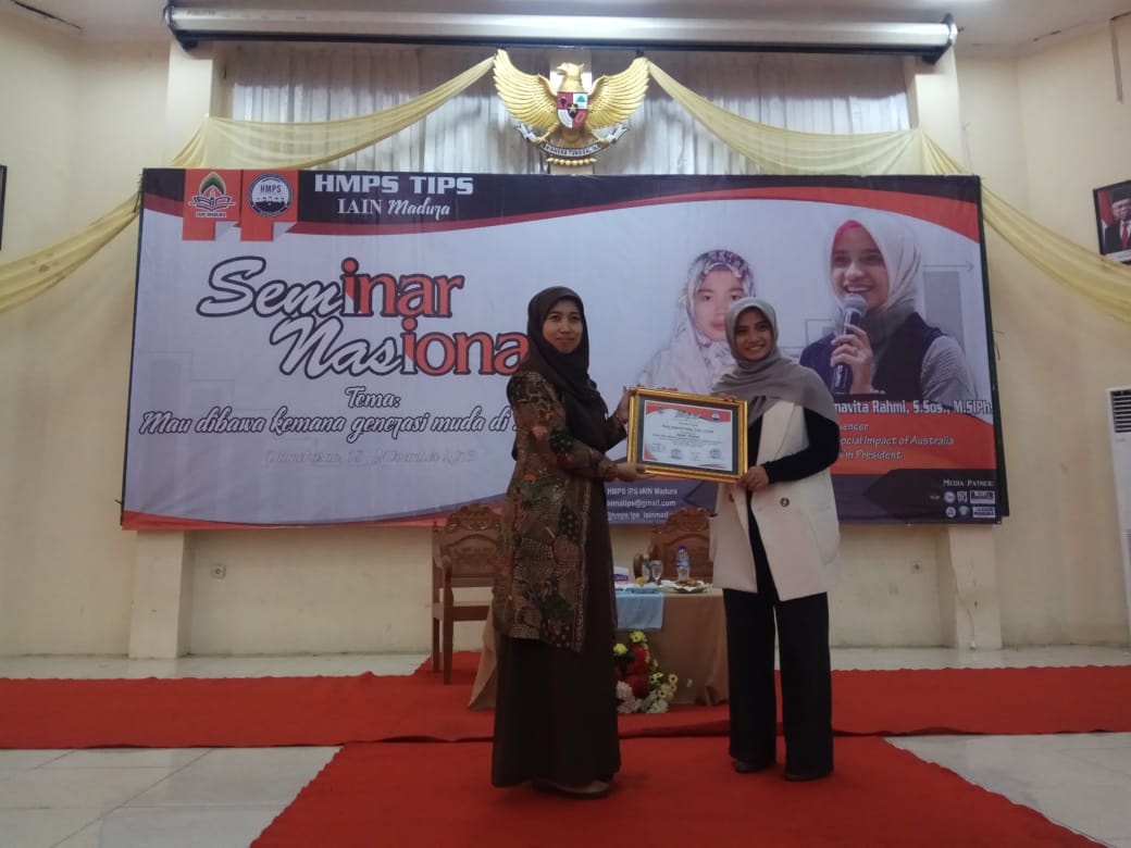 HMPS TIPS : Undang Sherly Annavita Rahmi dalam Seminar Nasional â€ Mau dibawa ke Mana Generasi Muda Era 4.0â€. 2019