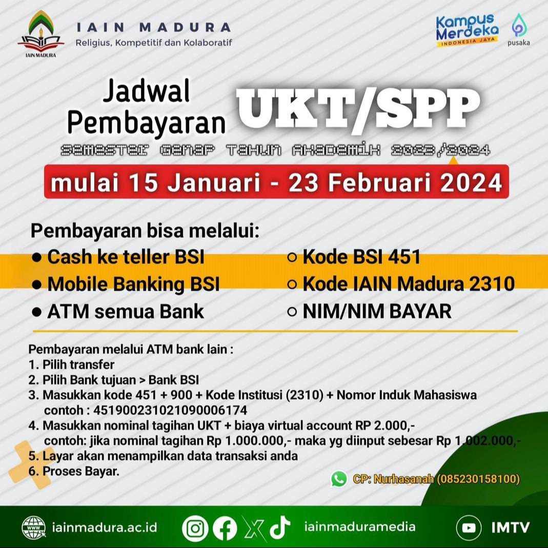 Jadwal Pembayaran UKT IAIN Madura 2024